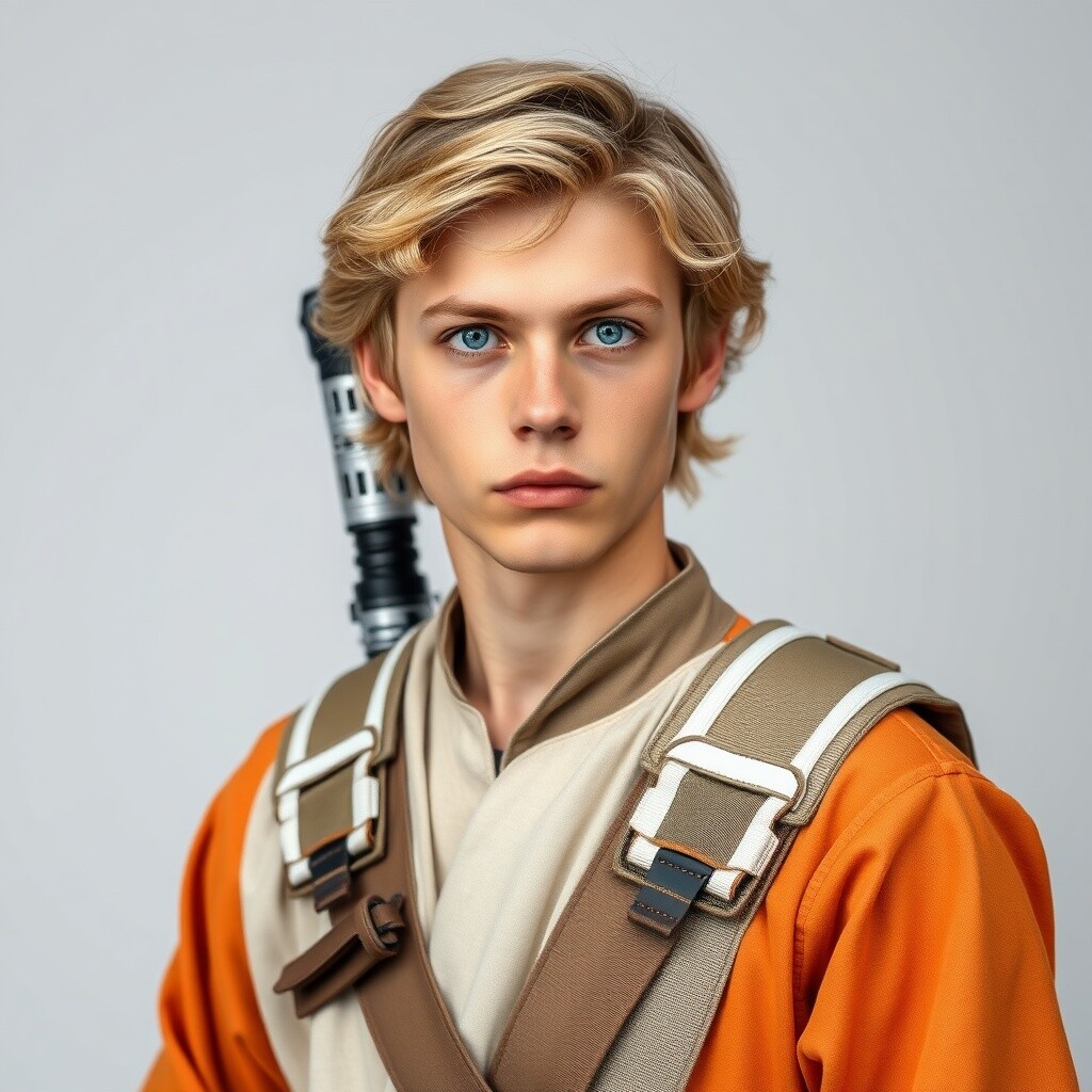 A character reference portrait of Luke Skywalker generated from the pipeline's clustered text description.